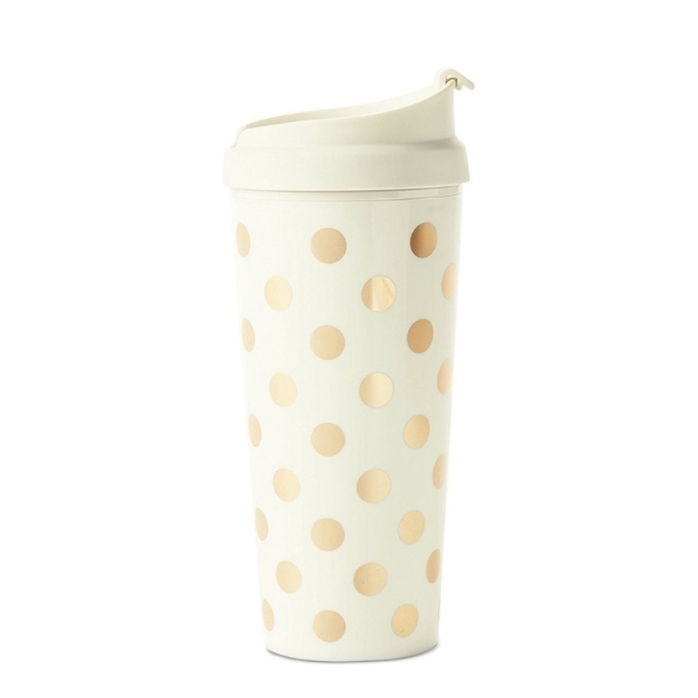 ♠ KATE SPADE THERMAL MUG GOLD DOTS NWT